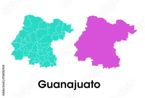 Guanajuato state map in mexico