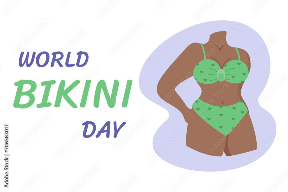 World Bikini Day. Vector illustration of a woman in bikini. World Bikini Day. Vector illustration of a woman in bikini.