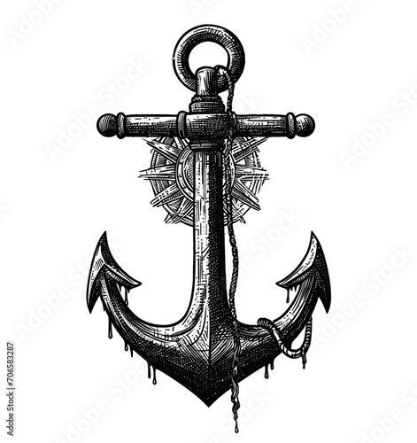 Nautical Emblem: Elegant Anchor with Radiant Lines, Anchor Your Design with Timeless Maritime Symbolism.