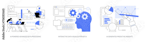 AI-Powered Data Analysis abstract concept vector illustrations.