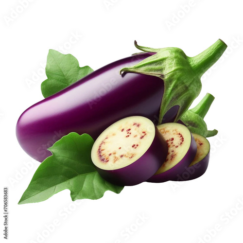 Eggplant png isolated on transparent background Ai generative photo