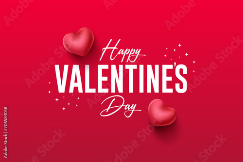 Happy Valentine's Day Celebration Lettering Design Greeting Card template typography text Banner Posters with a Love shape on a Red Background (ID: 706584058)