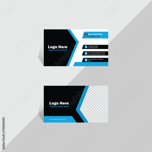 Black and Blue Stylish shape corporate Business card design template
