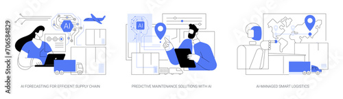 AI in Supply Chain Management abstract concept vector illustrations.