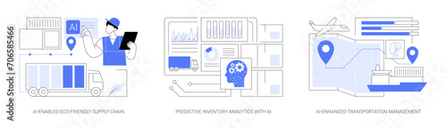 AI logistics abstract concept vector illustrations.
