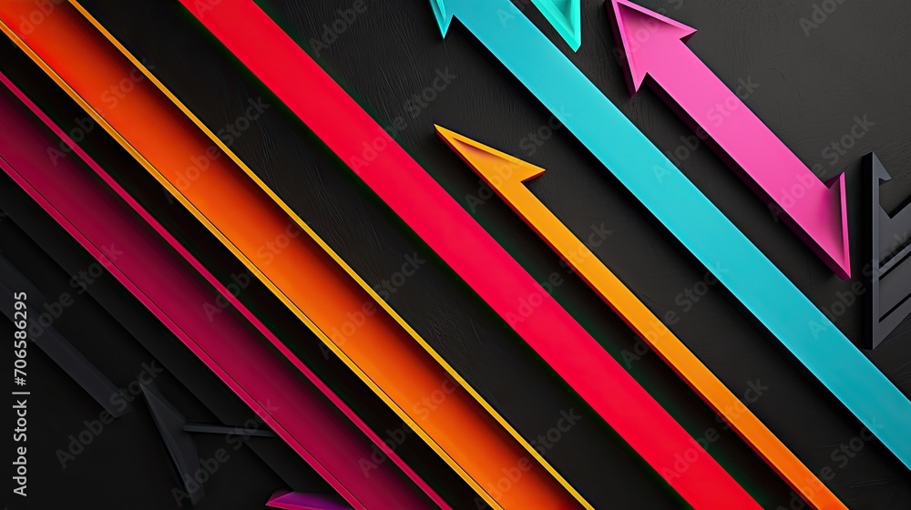 Colorful arrows on black background. Abstract background Colorful arrows on black background. Abstract background