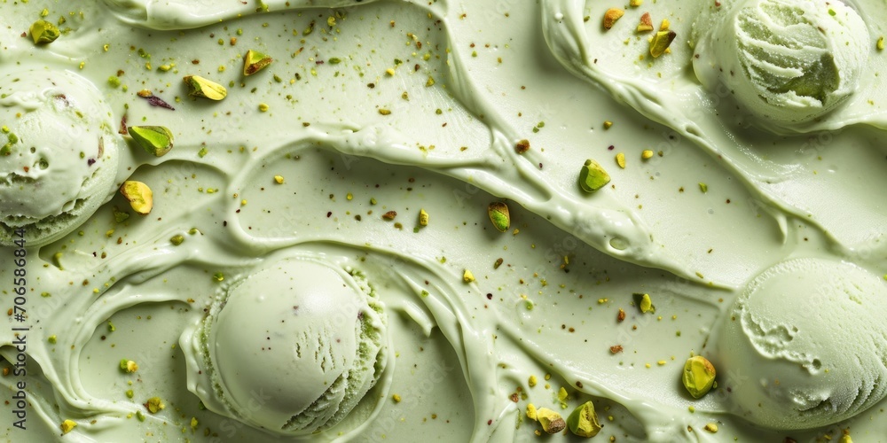 Obraz premium Tasty pistachio ice cream, background