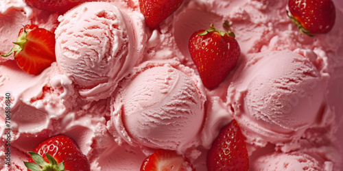 Tasty strawberry ice cream, background