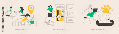 Inclusive public places abstract concept vector illustrations.