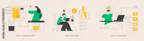 Business digitalization abstract concept vector illustrations.