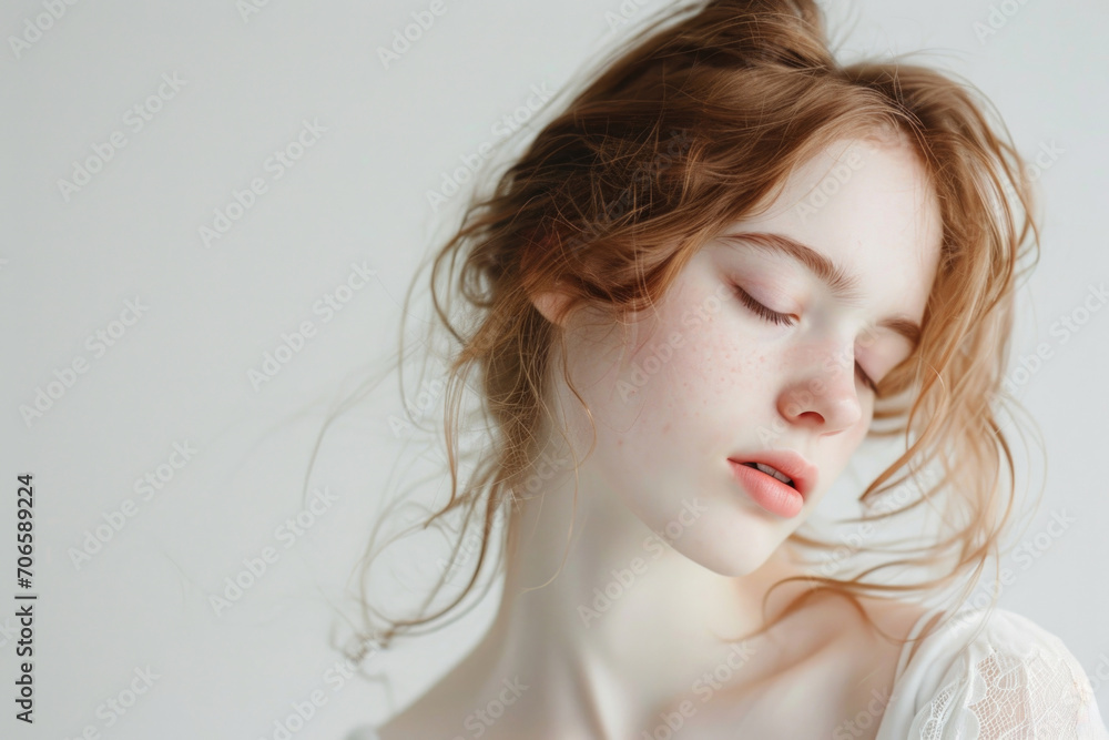 Pale Girl Embracing Whiteness In A Portrait