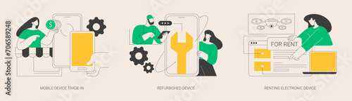 Used gadgets abstract concept vector illustrations.