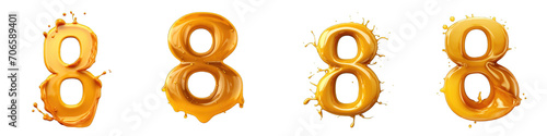 Honey style Number, logotype, Number 8 , Eight isolated on a transparent background