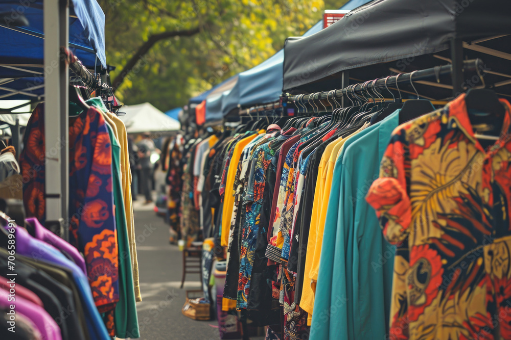 Diverse Range Of Clothing Options Available At Street Market