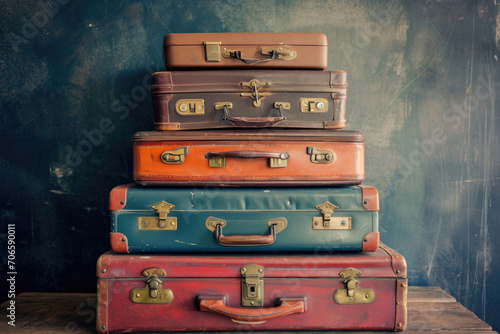Travel And Adventure Hinted By Stack Of Suitcases