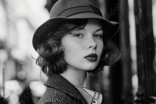 Vintage Street Fashion Featuring Beautiful Young Woman © Anastasiia