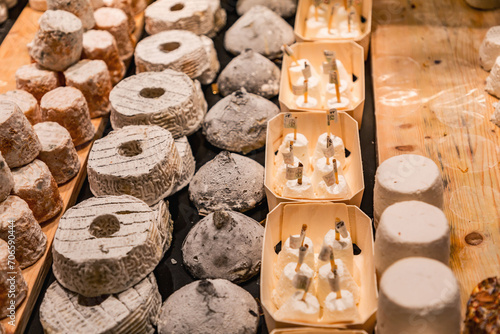 Gourmet food sold at Les Halles de Lyon Paul Bocuse, built in 1971 in Lyon, France