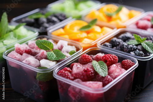 assorted frozen berries and fruits in food containers photo