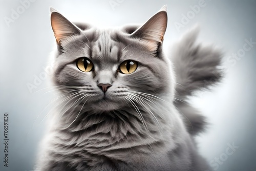 Beautiful grey cat isolated on a white 