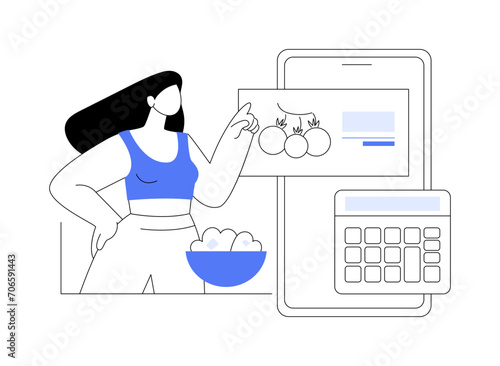 Counting calories isolated cartoon vector illustrations.