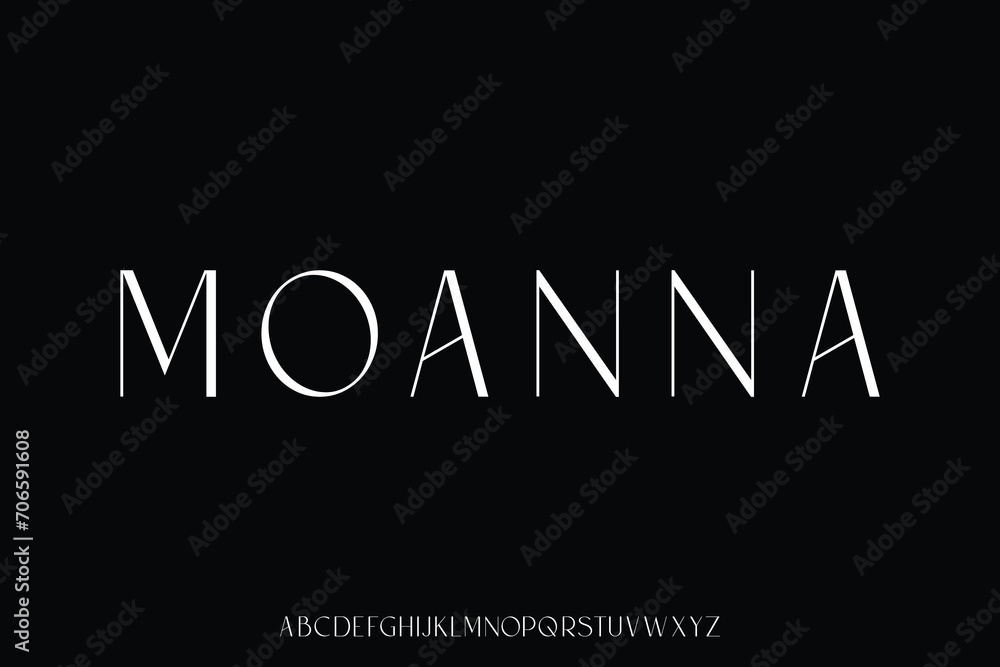 Elegant minimalist sans serif alphabet display font vector illustration