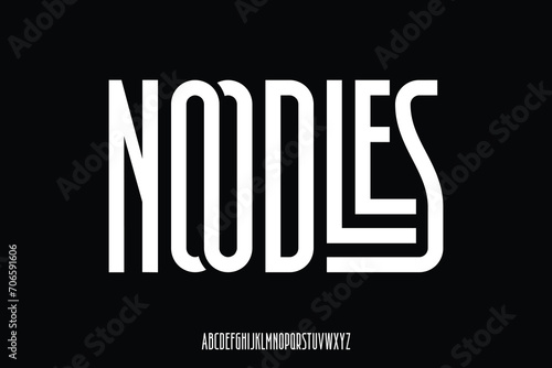 Modern creative ligature alphabet display font vector. Unique noodles typography