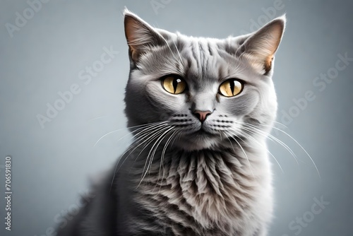 Beautiful grey cat isolated on a white  © Hassan