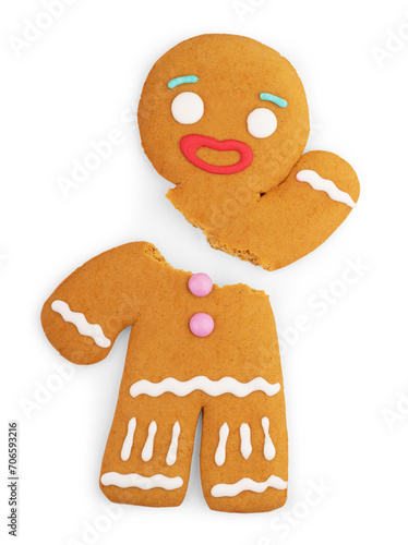 Gingerbread man isolated on a white background