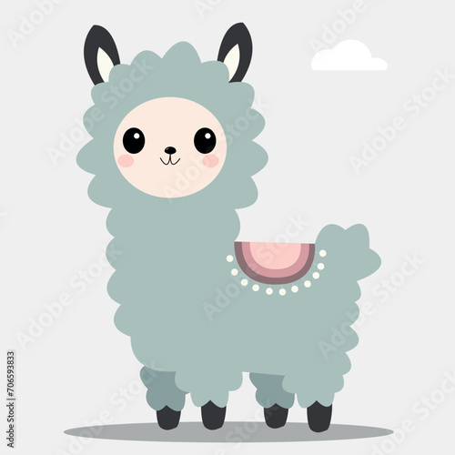 Cartoon alpaca. Lama animal vector isolated illustration. Cute funny hand drawn art