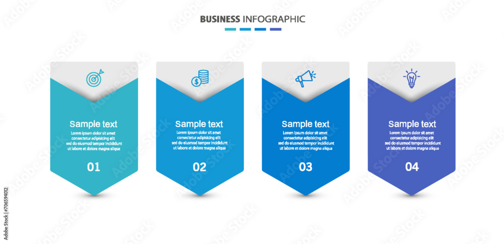Business infographic design template with 4 options, steps or processes. Can be used for workflow layout, diagram, annual report, web design Business infographic design template with 4 options, steps or processes. Can be used for workflow layout, diagram, annual report, web design