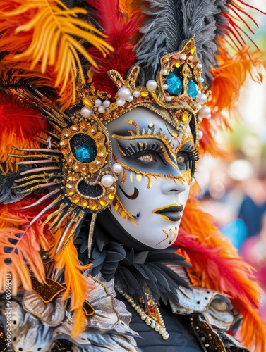 Tenerife carnival participant in a beautiful costume
