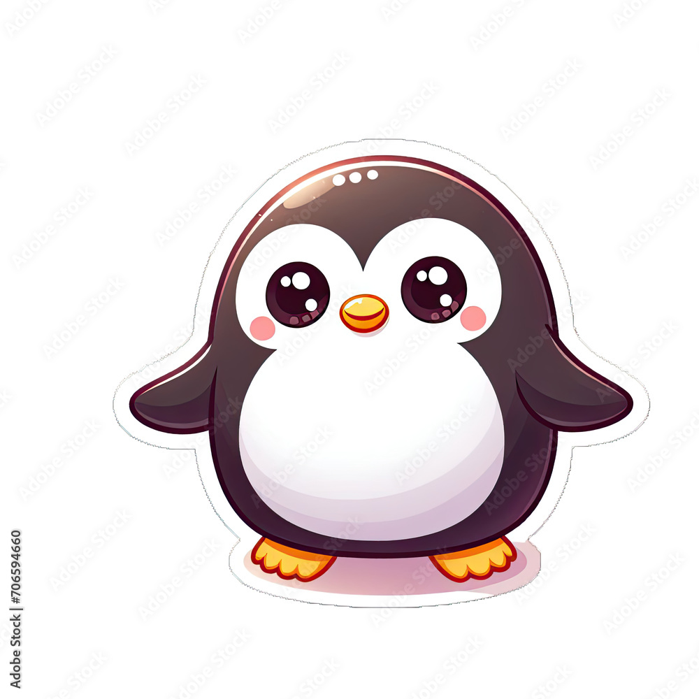 Fototapeta premium Generative AI Cute Little Penguin Sticker, cute little baby penguin sticker, Adorable little penguin stickers, Little penguin Sticker, funny penguin stickers, adorable little penguin stickers