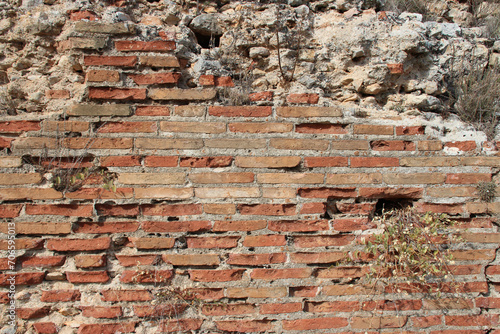 brick wall in the ancient city of aptera in crete in greece