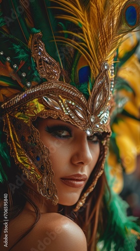 Sensual attractive woman carnival participant in Rio, professional portrait photo