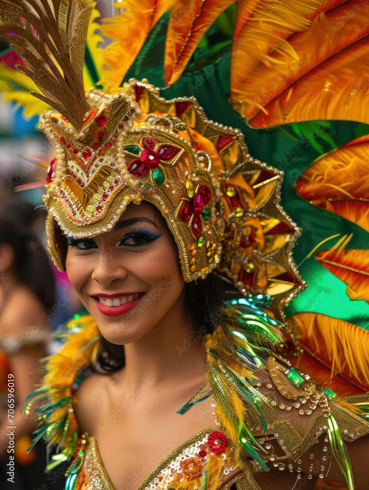 Tenerife carnival participant in a beautiful costume Tenerife carnival participant in a beautiful costume