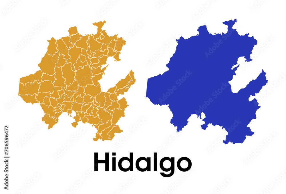 Hidalgo State map in Mexico