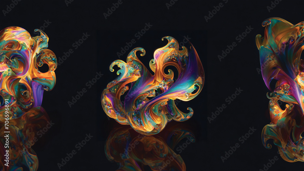 Abstract swirls of vibrant colors and fluid shapes, AI generated