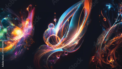 Abstract swirls of vibrant colors and fluid shapes, AI generated