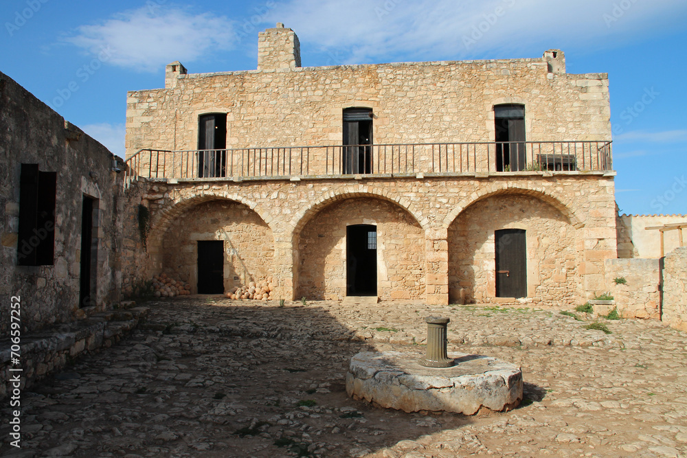 ruined orthodox monastery (st john the theologian) in aptera in crete in greece 