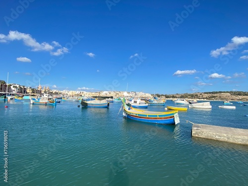 boats in the port.  Marsaxlokk Malta