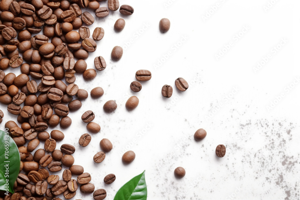 Coffee Bliss: Scattered Coffee Beans on a Light Background - An Aromatic Composition Inviting You to Savor the Essence, with a Space for Your Custom Text Coffee Bliss: Scattered Coffee Beans on a Light Background - An Aromatic Composition Inviting You to Savor the Essence, with a Space for Your Custom Text