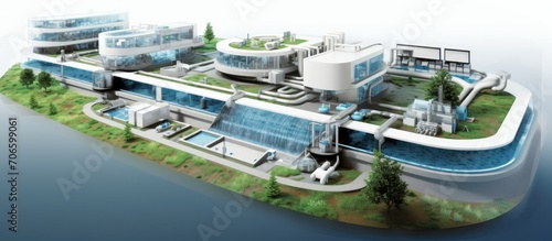 Advanced facility for treating and purifying waste water, including sedimentation and storage