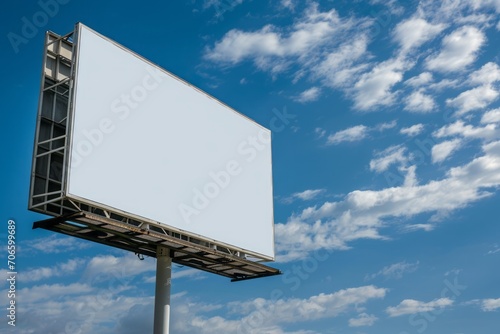 Blank billboard standing against a blue sky