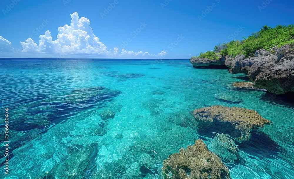 coral reef and blue sea