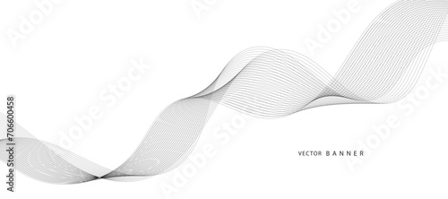 Modern Vector Background with Black Wavy Lines © VectorStockStuff