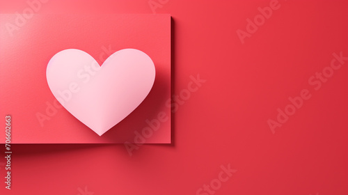 Minimalist Red Heart and Love Message A minimalist composition with a shiny red heart and a simple love message on a pink background Perfect for clean and modern