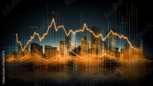 Real Estate Market Analysis Graphs Illuminated graphs depicting real estate market analysis, perfect for property market trend reports or real estate investment content