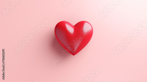 Minimalist Red Heart and Love Message A minimalist composition with a shiny red heart and a simple love message on a pink background Perfect for clean and modern