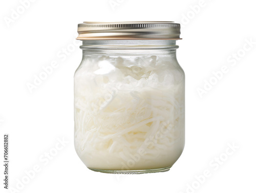 a jar of white noodles