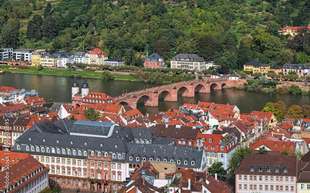 Heidelberg, Germany. Karl Theodor Bridge, commonly known as Old Bridge, across the Neckar river. The current bridge was constructed in 1788 by Elector Charles Theodore.